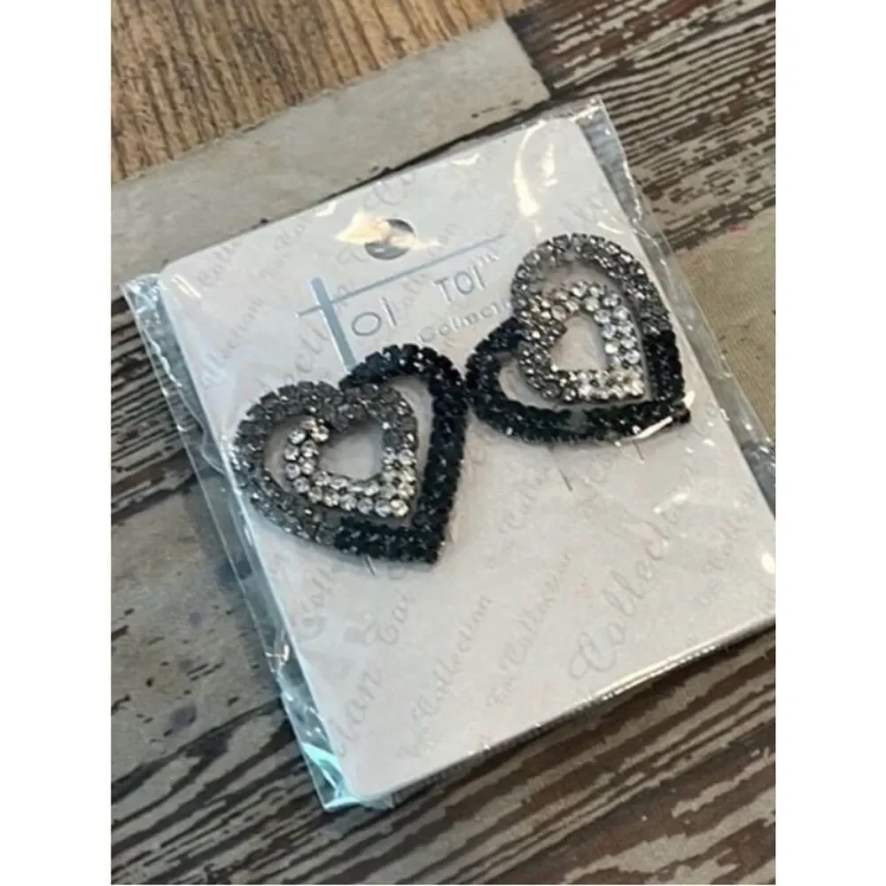 New! Classic French Pave Large Heart Earrings